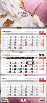 Kalendarz 2026 trójdzielny Glamour Pink KT1-V.79