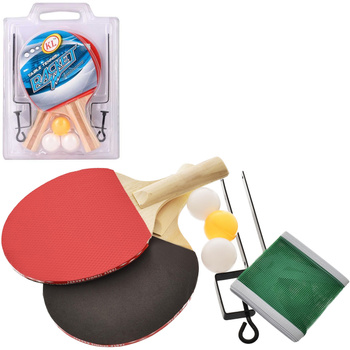 ZESTAW DO PING PONGA 2 PALETKI Z SIATKĄ 3 PIŁKI RAKIETKI TENIS STOŁOWY