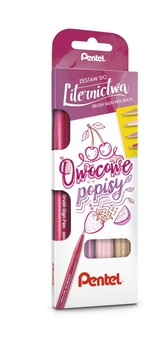 Zestaw 4 pisaków/pędzelków do kaligrafii i liternictwa Owocowe popisy 4 kolory