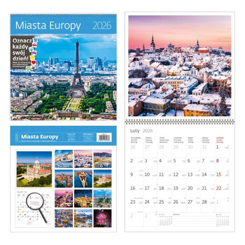 Kalendarz 2026 Miasta Europy z naklejkami