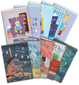 Paczka Zeszyt A5 16k 3-linia kolorowa Top 2000 bookworm/retro pakiet pakiet 20 sztuk