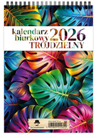 Kalendarz 2026 biurkowy pionowy trójdzielny na spirali KBA5-TR