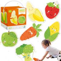 Puzzle 2-3-4 Elementy "Owoce i Warzywa" Układanka Edukacyjna Zestaw 