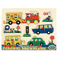 Drewniana układanka pojazdy edukacyjna zabawka dla dzieci rozwijająca