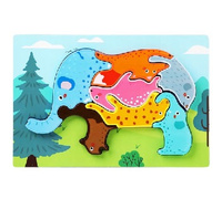 Układanka drewniana zwierzęta edukacyjna 7 elementów dla dzieci