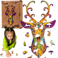 PUZZLE DREWNIANE UKŁADANKA JELEŃ DZIKIE ZWIERZĘ