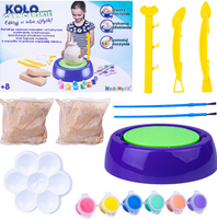 KOŁO GARNCARSKIE ZESTAW Z GLINĄ FARBAMI KREATYWNY