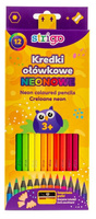Kredki ołówkowe hexagonalne neonowe Strigo czarne drewno 12 kolorów