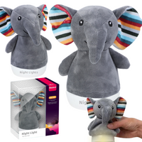 Pluszowa Lampka Nocna Urocza Miękka Słonik Automatyczna Zmiana 7 Kolorów 