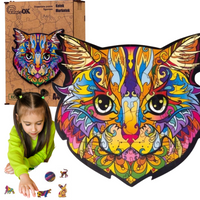 Puzzle Drewniane Układanka Kot Kotek Kolorowy Edukacyjne Prezent Dla Dzieci