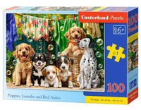 Puzzle 100 Puppies, Laundry and Bird Antics CASTOR Castorland
