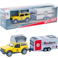 AUTO METALOWE Z PRZYCZEPĄ CAMPER TRUCK TRAILER DIE CAST ZABAWKA PREZENT