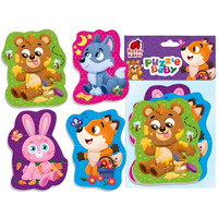 DUŻE PUZZLE PIANKOWE "ZWIERZĘTA LEŚNE" 4 OBRAZKI MIŚ WILK KRÓLIK LISEK