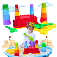 FORTECA ZAMEK Z PIASKU ZESTAW WIEŻA FOREMKI ŁOPATKA GRABKI SITKO 