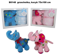 Słonik z grzechotką i kocykiem 75x100cm MIX Sun-Day