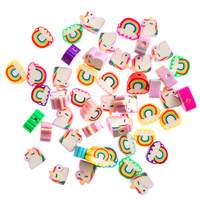 KORALIKI POLIMEROWE, JEDNOROŻCE I TĘCZE, 1CM, 48 SZT