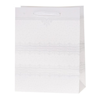 Torebki prezentowe Lux białe z brokatem 12 sztuk