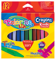 Colorino kids kredki świecowe 12 kolorów dla dzieci trójkątne plastikowe