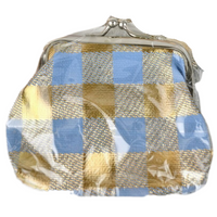 Portfelik materiałowy dla dzieci elegancki kompaktowy kratka do szkoły