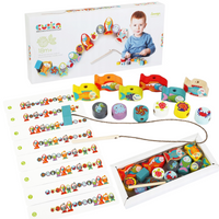 Drewniane Klocki Rybki Do Nawlekania Sznurowanie Edukacyjne Zabawka Prezent