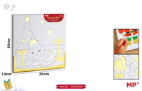 Płótno do malowania ze świątecznym motywem i złotymi elementami Kotek 20x20