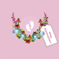 Karnet Swarovski kwadrat CL3411 Narodziny Witaj dziewczynko!