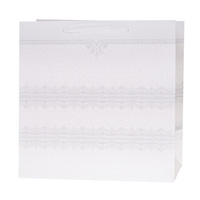 Torebki prezentowe Lux białe z brokatem kwadrat 12 sztuk