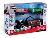 Tractor Gift Set Valtra + 3 trailers 10cm BBURAGO BBurago