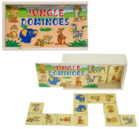 Domino drewniane edukacyjne dżungla dla dzieci rozwijające kreatywność