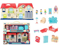 Domek dla lalek z mebelkami drewniany edukacyjny zestaw dla dzieci