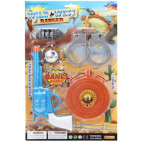 ZESTAW KOWBOJSKI REWOLWER TARCZA KAJDANKI ODZNAKA ZABAWKA DZIKI ZACHÓD