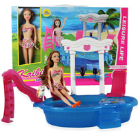 MEGA ZESTAW LALKA BASEN ZJEŻDZALNIA PIESEK + AKCES