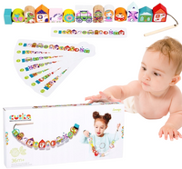 Drewniane Klocki Nawlekane Sznurowane Edukacyjne Zabawka Bajkowa Prezent