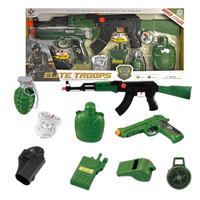 DUŻY ZESTAW WOJSKOWY KARABIN PISTOLET ODZNAKA GRANAT KOMPAS BIDON KABURA