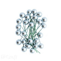 OWOCE OSTROKRZEWU 1,2 CM - SREBRNE, 24 SZT.