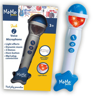 MEME NIEBIESKI MIKROFON Z EFEKTAMI DŹWIĘKOWYMI I ŚWIATŁEM