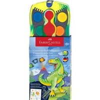 Farby szkolne Faber-Castell dinozaury 12 kolorów + brokat w żelu + naklejki