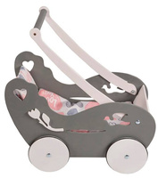 DUŻY WÓZEK DREWNIANY DLA LALEK + POŚCIEL GRATIS