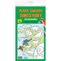 Kolorowanka XL. Mapa Świata. Dinozaury - kolor