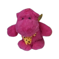 Pluszowy hipcio z żółtą kokardką średni miękka zabawka dla dzieci