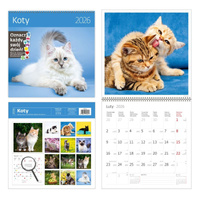 Kalendarz 2026 Koty z naklejkami