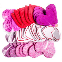 NAKLEJKI Z PIANKI Z NADRUKIEM I BROKATEM - SERCA, 50 SZT.