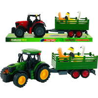 Traktor z przyczepą zabawkowy dla dzieci interaktywny edukacyjny zestaw