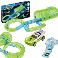 Tor Wyścigowy Elektryczny XXL Kolejka Autka Pilot Klocki RC Dźwięk Światło