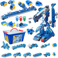 ZESTAW KLOCKI MAGNETYCZNE POJAZDY POLICJA ROBOT TRANSFORMUJĄCY DLA DZIECI