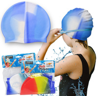 CZEPEK DO PŁYWANIA TĘCZOWY SILIKONOWY WYGODNY DLA DZIECI I DOROSŁYCH