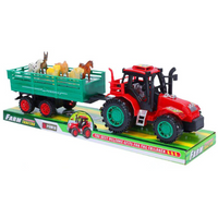 Traktor zabawka z przyczepą i zwierzętami dla dzieci edukacyjny kolorowy