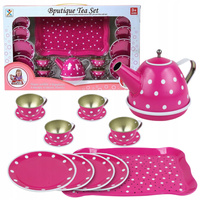 Duży Zestaw Do Herbaty Kropki Dzbanek Filiżanki Tacka Kuchnia Prezent