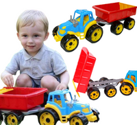 DUZY TRAKTOR CIĄGNIK Z PRZYCZEPĄ PAKA MASZYNA 54cm