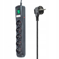 LISTWA PRZEDŁUŻACZ PRZEPIĘCIOWY 5 GNIAZD 3m CZARNY